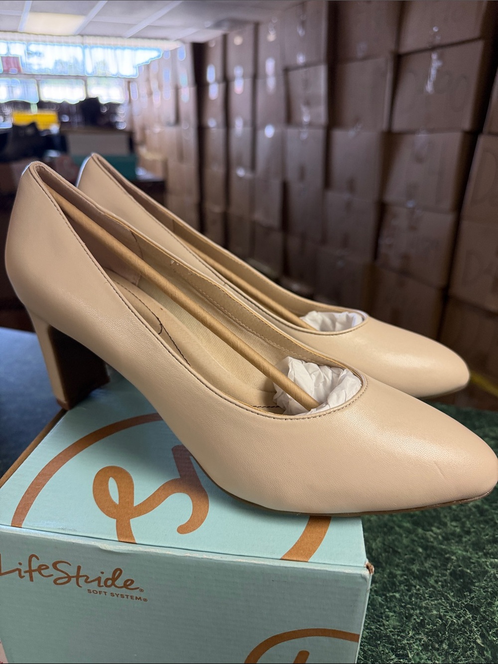 Life Stride Gigi Almond Block Heel Pumps